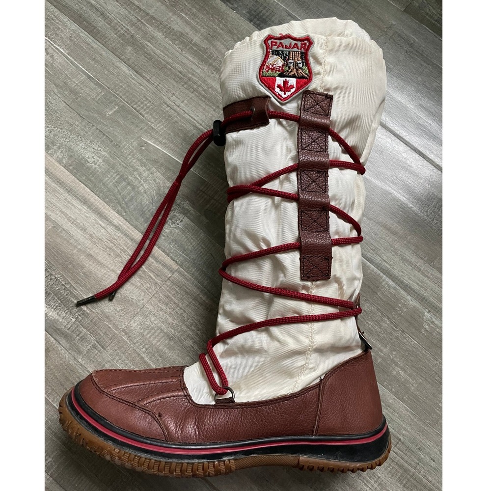 Vintage Pajar Canada Cream White Waterproof Tall Sherpa Snow Boots 39 US 8 8.5